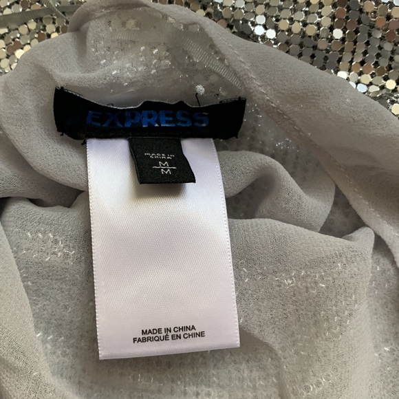 EXPRESS Y2K disco Studio 54 silver chainmail metal mesh halter party dress S M - Picture 12 of 12